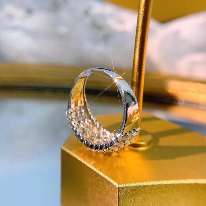 Trendy Luxury Crystal Engagement Ring for Women Diamond 925 Sterling Silver Rings 2021 Wedding Trend Female Jewerly Gifts