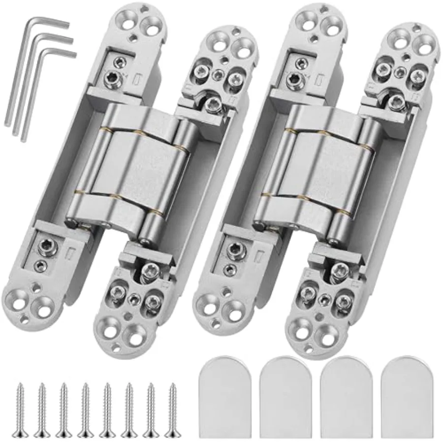

Upgraded Invisible Door Hinges 2 pcs 6 Inch Hidden Hinges for Doors, 3 Way Adjustable and 80 Deg Swg and Copper Support visible