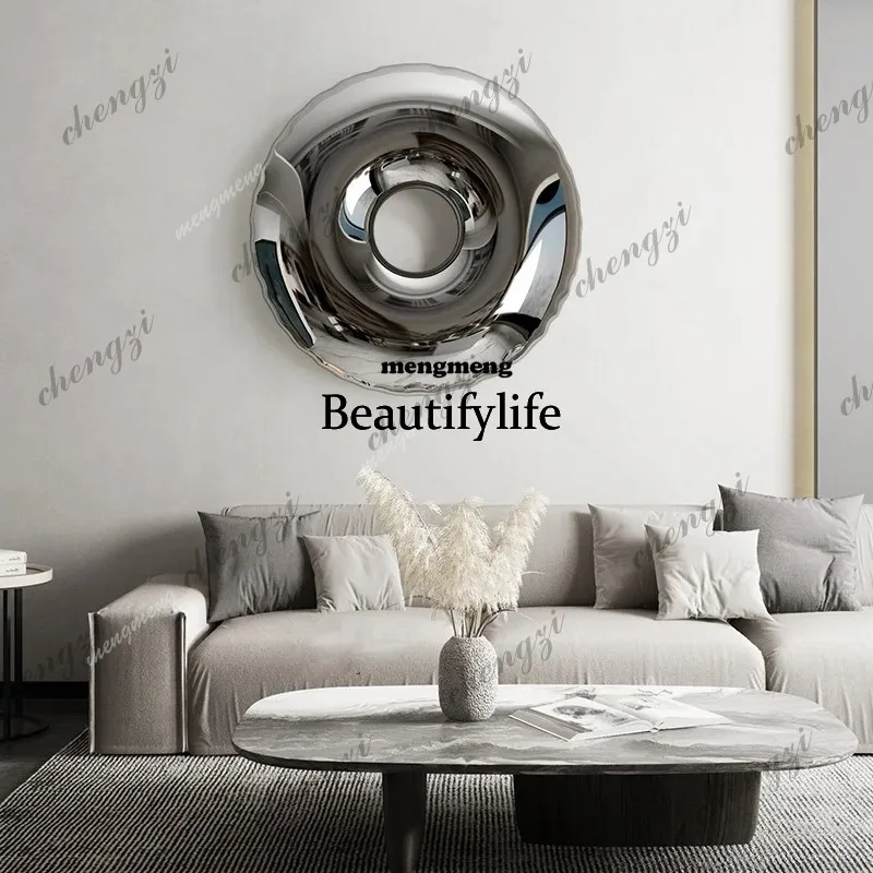 03 Stainless steel doughnut background wall art decoration for hotel lobbies, shops, living rooms, restaurants, foyers