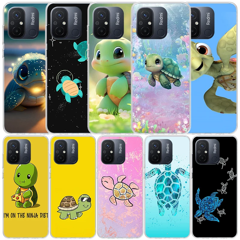 Cartoon Sea Turtle Tortoise Phone Case For Xiaomi Redmi 12C 12 10C 10 10A 9C 9A 9T 9 8 8A 7 7A 6 Pro 6A K20 K30 K40 S2 Soft Back