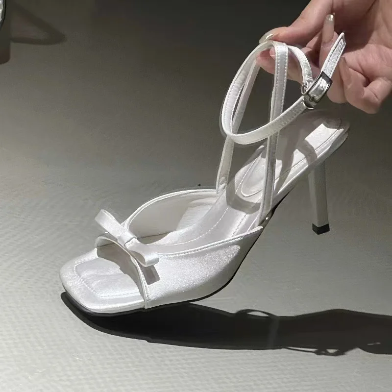 Women\'s Sandals 2024 Sexy Square Head Strap High Heels Basic Shoes Casual Party Pumps Summer Luxury Sandals Women Designers