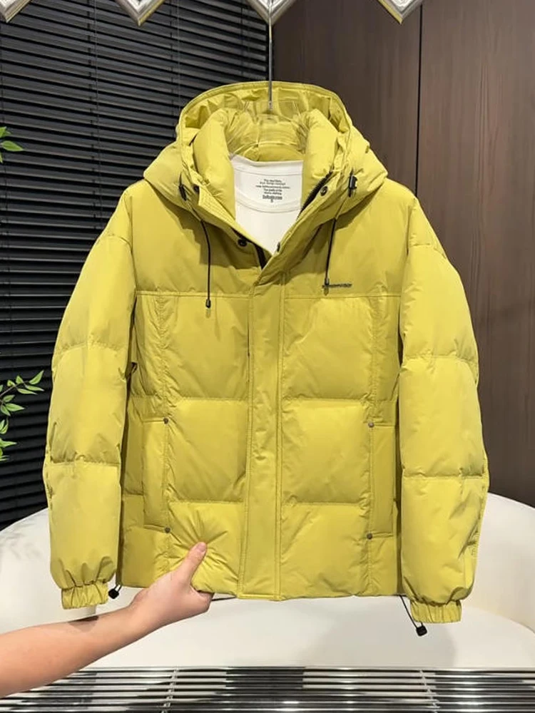 

Men's Casual Loose Fce down Jaet Winter Warm Sli Simple Design 2025 New Coat with Hood Polyester Fiber Long Sve