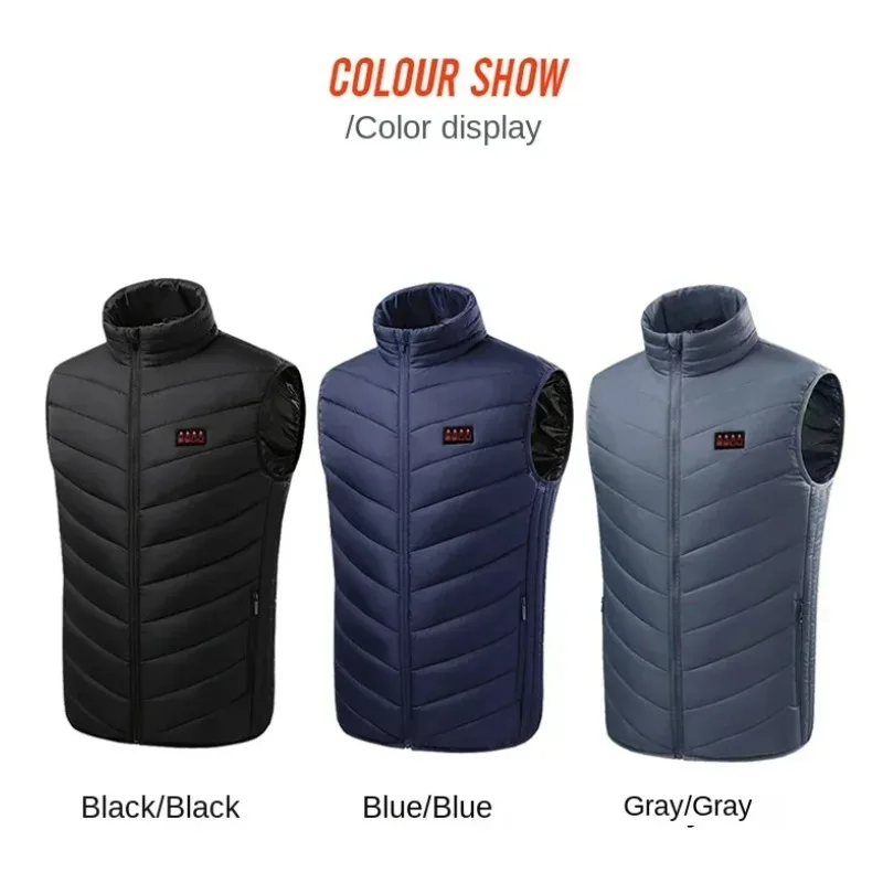 เสื้อแจ็คเก็ตทำความร้อน 11 โซน สำหรับฤดูหนาว สวมใส่สบาย คอตั้ง เหมาะสำหรับทำงานกลางแจ้ง เสื้อโค้ทอุ่นสำหรับผู้ชาย ควบคุมอุณหภูมิอัจฉริยะ พร้อมซิป