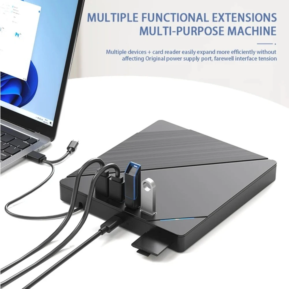 7-in-1 USB3.0&Type C CD DVD Recorder Player Writer External DVD Burner Optical Drive Portable CD/DVD Reader For Desktop Laptop