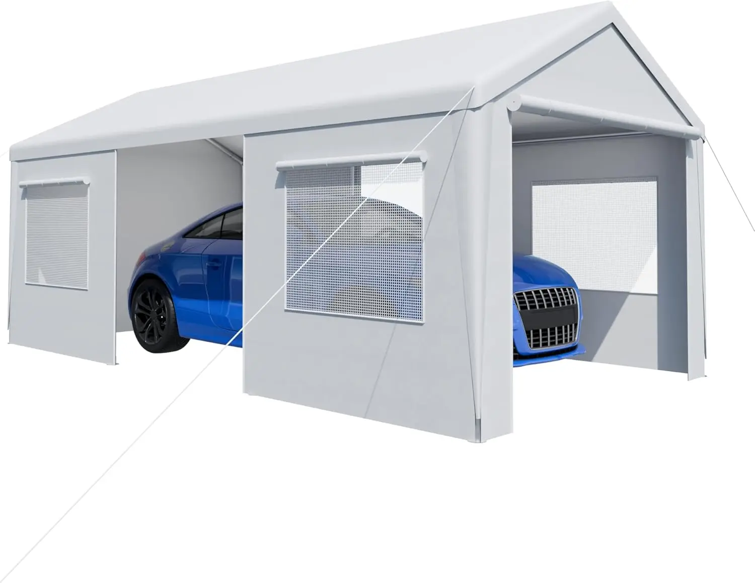 Carport 13’ X 20’ X 10’, Carport Canopy Heavy Duty, Portable Carport Garage With Removable Sidewalls And Roll-Up Doors &