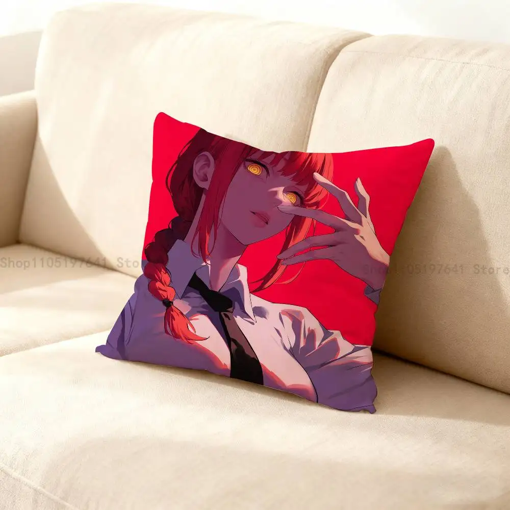 

Anime M-Makima Pillow Case For Sofa Decor Car Office Room Printing Cushion Cover Decorations and Protector