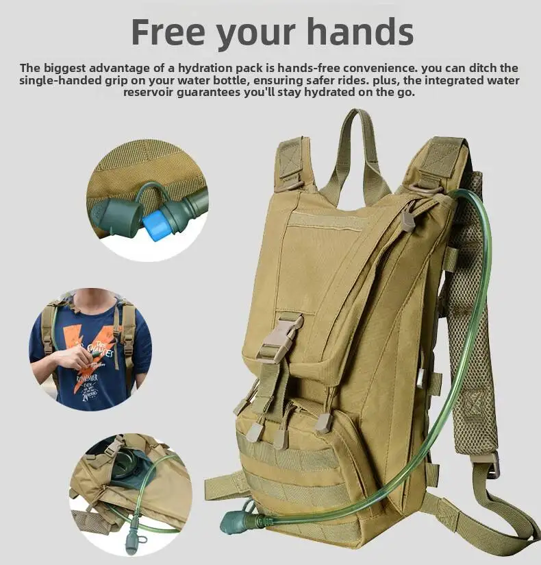 Lightweight Tactical Backpack Water Bag Camel Survival Backpack Hiking Hydration Pouch Rucksack Camping Bicycle Daypack Military