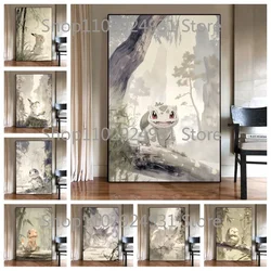 Classic Anime Pokemon Canvas Painting Pikachu Bulbasaur Squirtle Poster Print Watercolor Wall Art Picture Home Decor Kids Gift