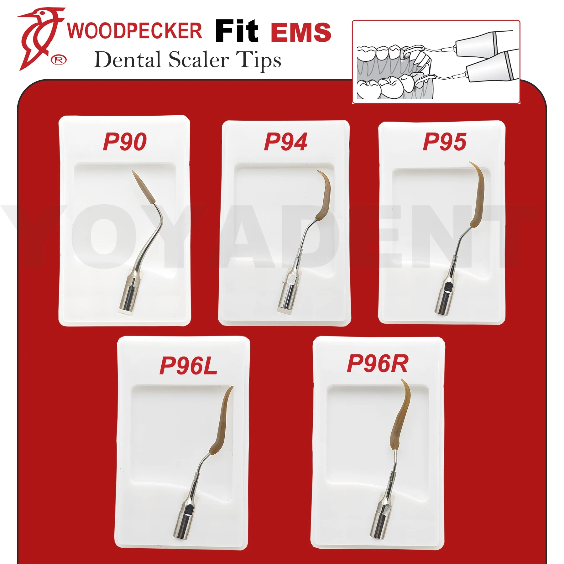

Наконечники для стоматологического скалера Woodpecker, насадки для ухода за имплантатами, совместимые с наконечниками EMS, стоматологические инструменты P90 P94 P95 P96L P96R