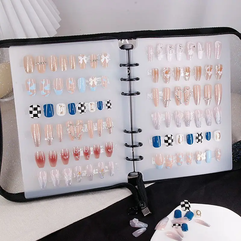 

Fake Nail Sticker Book Album Storage Bag with Zipper Wearing Nail Art Holder Display Collection Manicure Organizers Containers