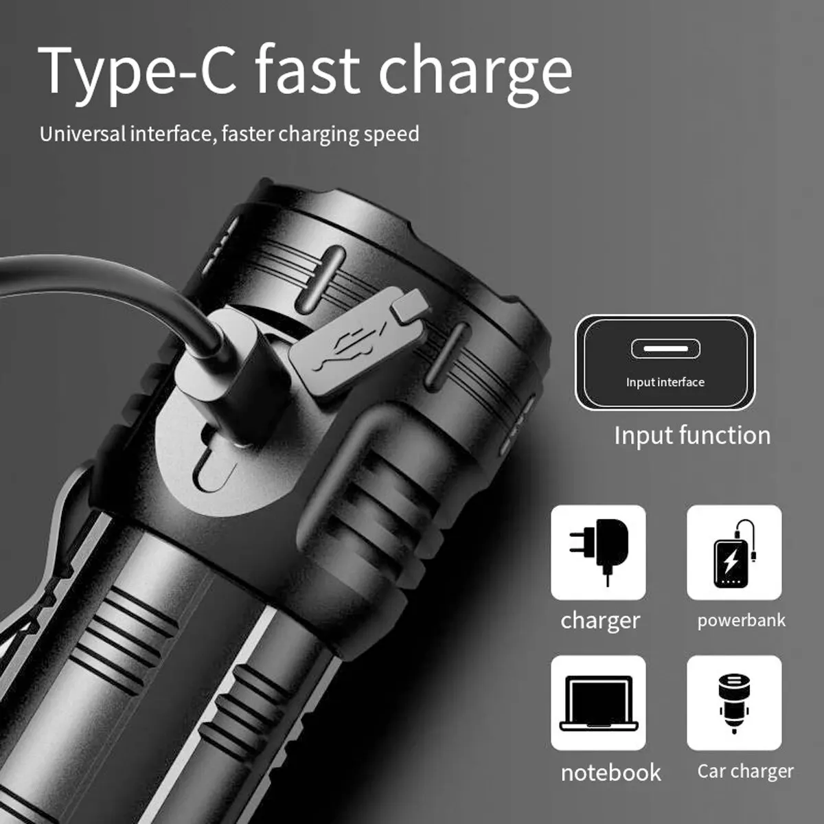 3050LM 8 XPG Lamp Bead Rechargeable Flashlight Multi-functional Long Range Ultra Bright Portable Torch Lllumination