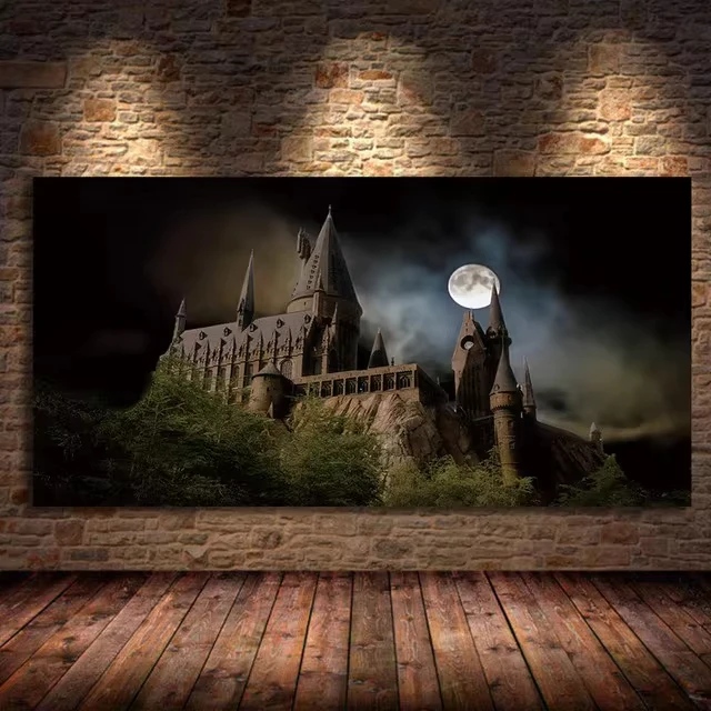 Harries Magic Stone Candlelight ,Hogwartses School of Witchcraft Owl Poster Canvas Painting Wall Art Picture Kids Room Decor
