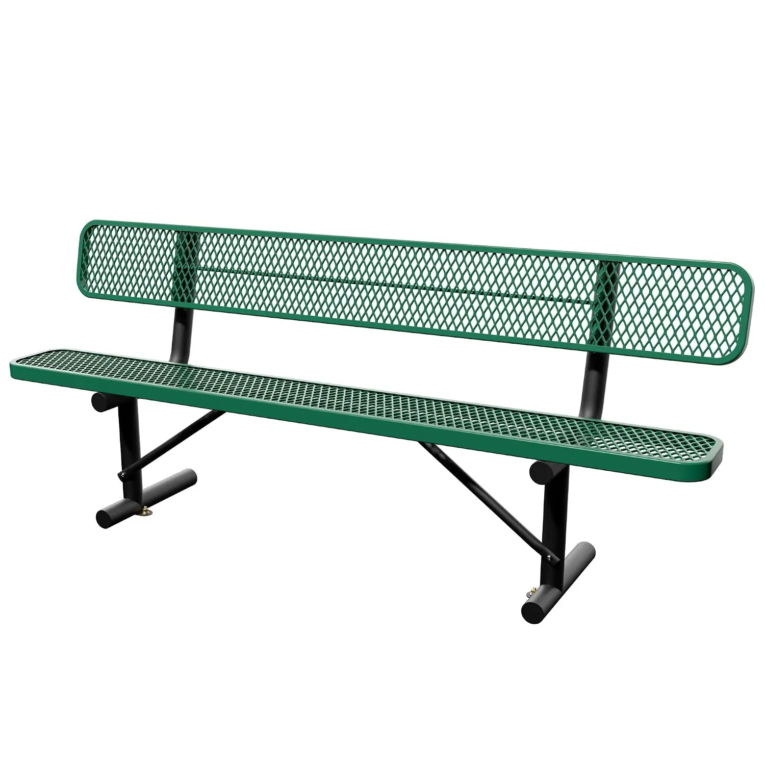 8 Feet Steel Park Bench for Outside, Outdoor Bench with Backrest & Portable Frame, Commercial Benches for Shopping Malls