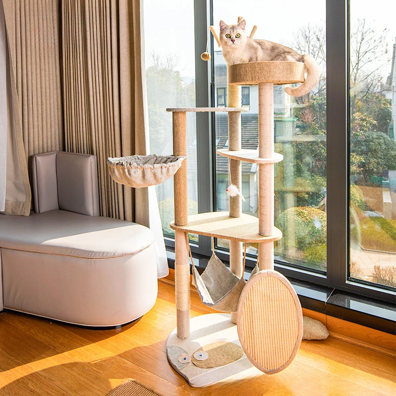 

Sisal Rope Cat Tree Cat Scratching Post Cats Nest Condo Perches Stable Pet Tower Luxury Cat Tree House for Multiple Cats Pet Toy