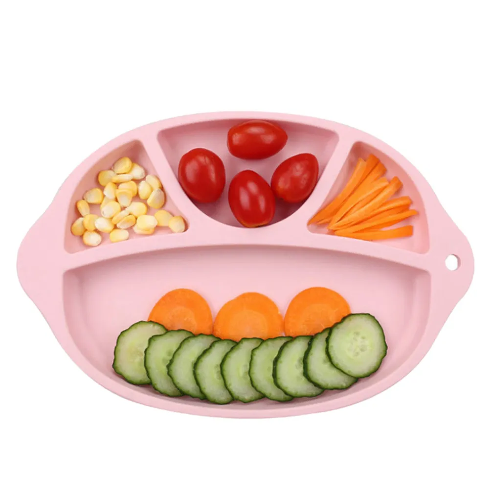 

Food Grade Silicone Baby Dining Tray with 4 Compartments Non-Slip One-Piece Placemat for Toddlers Feeding Table Organizer Pink