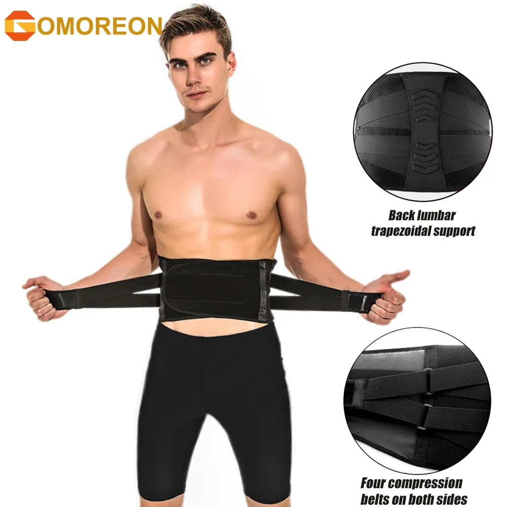 GOMOREON Lower Back Brace for Lower Back Pain Relief for Men & Women, Sport Lumbar Back Waist Support Belt with Compression Band