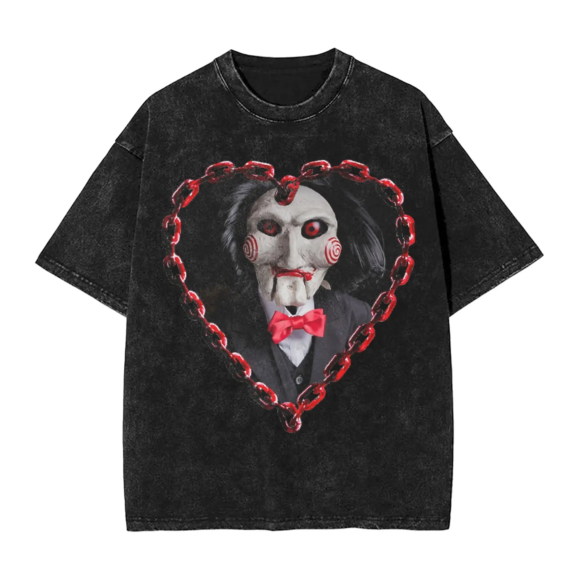 Billy the Puppet  Saw Washed T Shirts Streetwear Hip Hop Vintage T-Shirts  Tee Shirt Men Women Short Sleeve Oversize Graphic
