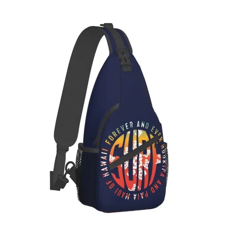 Mochila de hombro cruzada personalizada para hombres, bolsa de pecho con citas divertidas de surfista de surf, mochila de viaje para senderismo, mochila de día