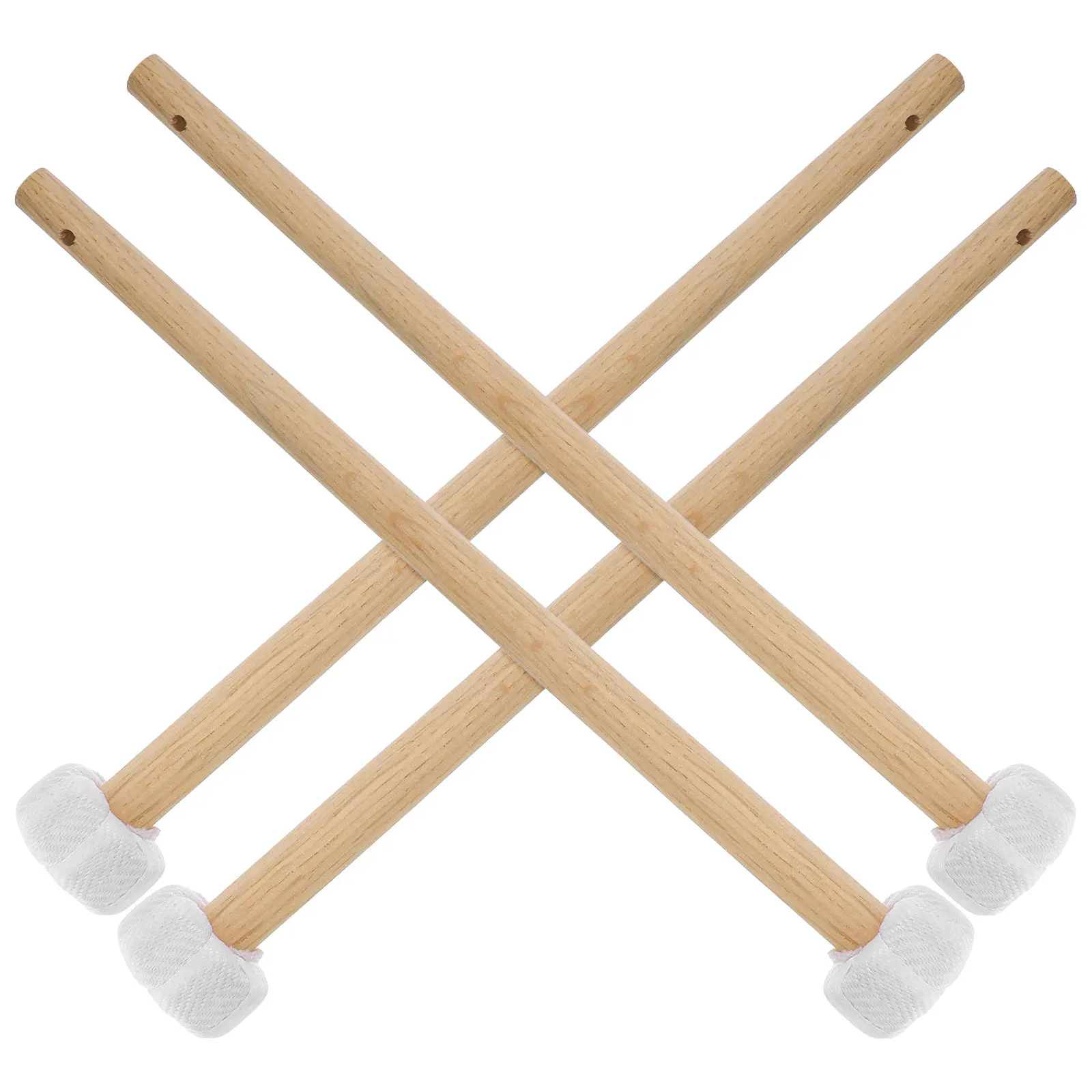 4Pcs Small Gong Mallets Chinese Traditional Percussion Instrument Mallets Cotton Linen Wood Handle Lightweight Comfort Grip