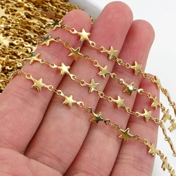 No Fade 2Meters 1Meter Stainless Steel Star Chains for Bracelet Necklace Jewelry Making DIY Findings Wholesale Gold Color Chain
