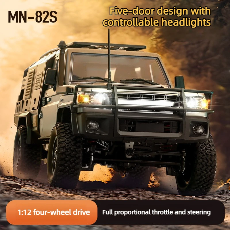 

1/12 MN-82S RC Car RC Pickup Truck Simulation Model 4WD 2.4GHz Front Headlights Openable Doors LC79 RTR Off-Road Vehicle Toy