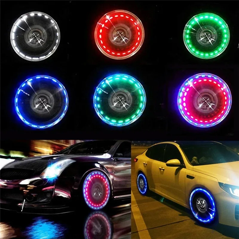 Solar Led Valve Cap Lights, Wheel Decoration Lights, Flashing Lights, Waterproof colorful For Car and Motorcycle Tire Lights