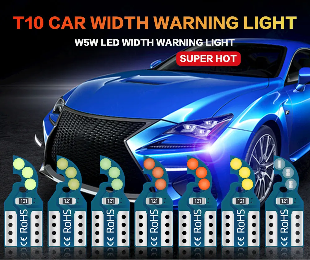

10PCS T10 W5W LED Bulb Canbus COB Car Interior Reading Light Map Lamp Auto Clearance Light Dome Lights Trunk Lamp Signal Lamps