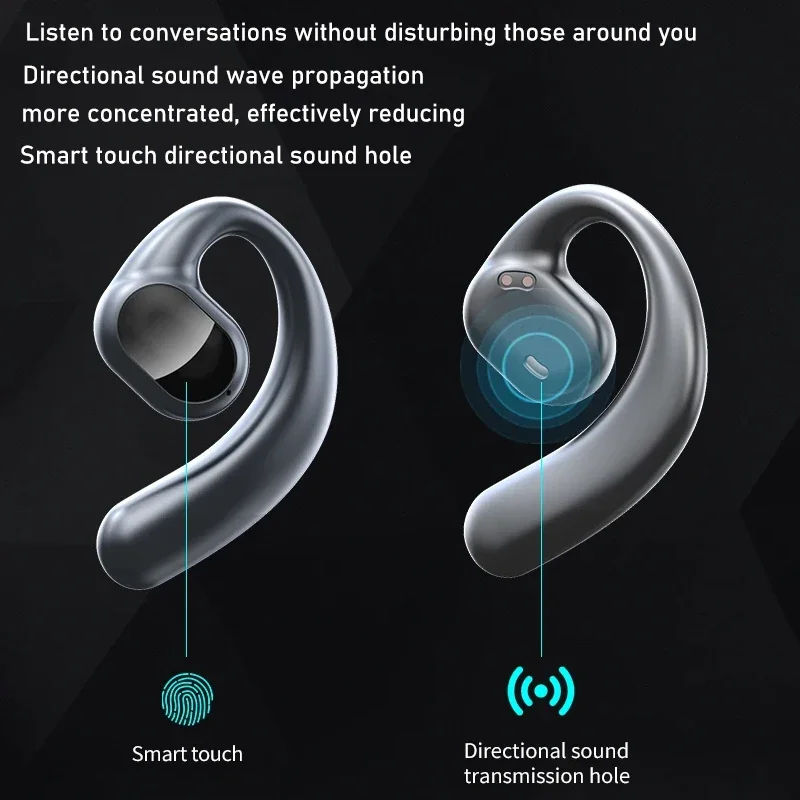 Wireless Earphones Bluetooth V5.3 Headphones LED Display Touch Game Earbud with Microphone Sports Portable Ear Hook Headset