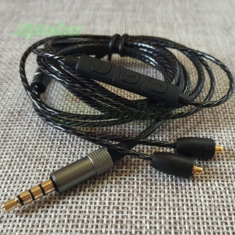 Aipinchun MMCX Cable de repuesto para auriculares con controlador de volumen para Shure SE215, SE425, SE535, SE846, SE315, W60, W50