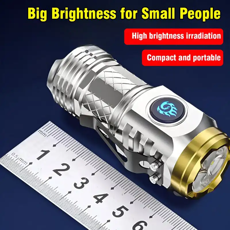 

Flashlight, strong light, rechargeable, super bright, portable lighting, long-range home mini LED three eye small steel cannon