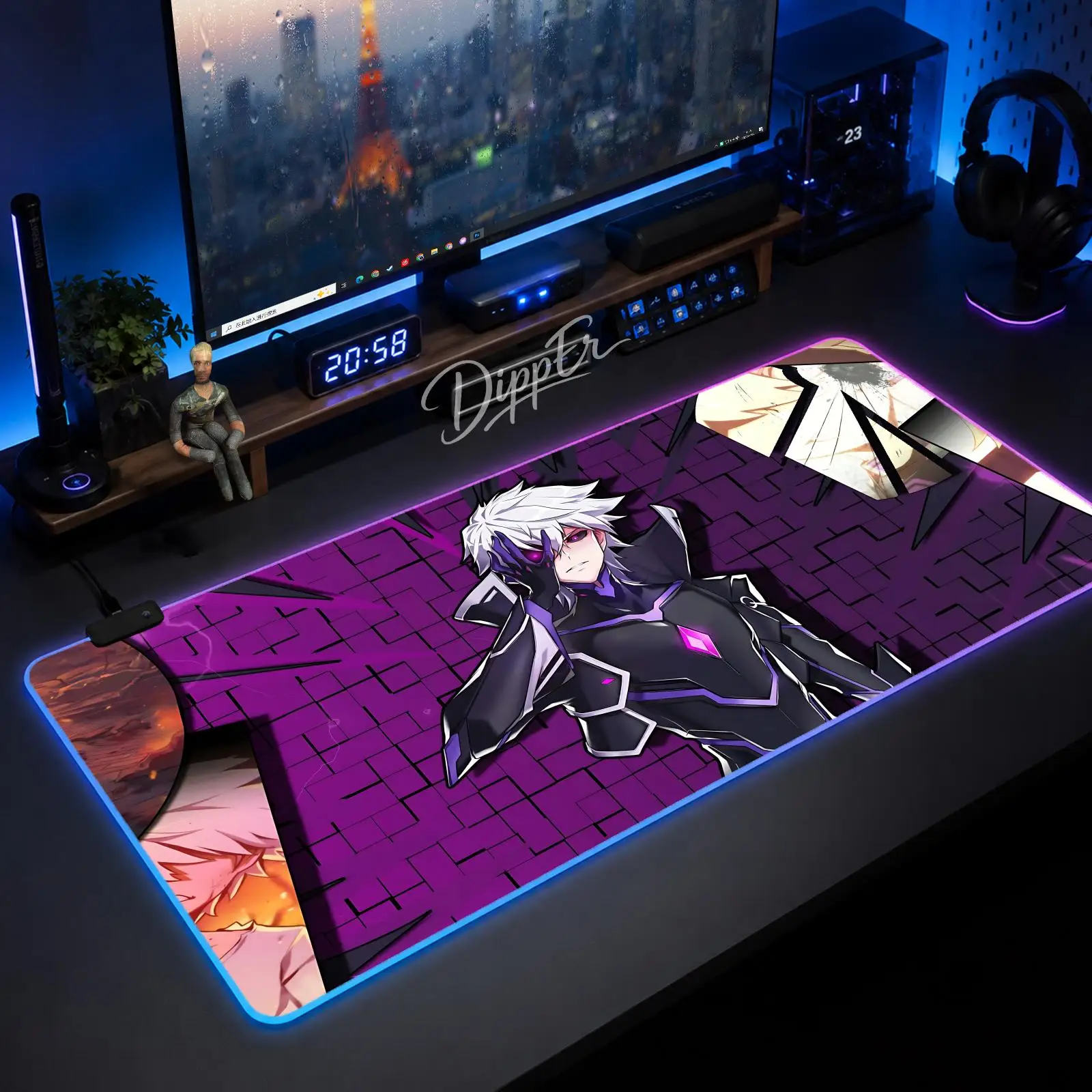 

Game Elsword Mouse Pad Large Size LED Glowing Table Pad XXL Gaming Non-slip Rubber Mat With Backlight