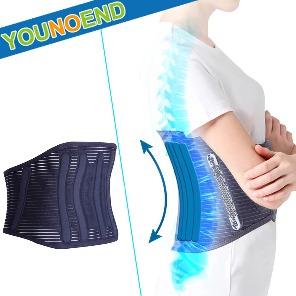 Back Support Brace for Pain Relief of Back/Lumbar/Waist,Adjustable Lumbar Support Brace with 6 Spring Stabilizers Herniated Disc