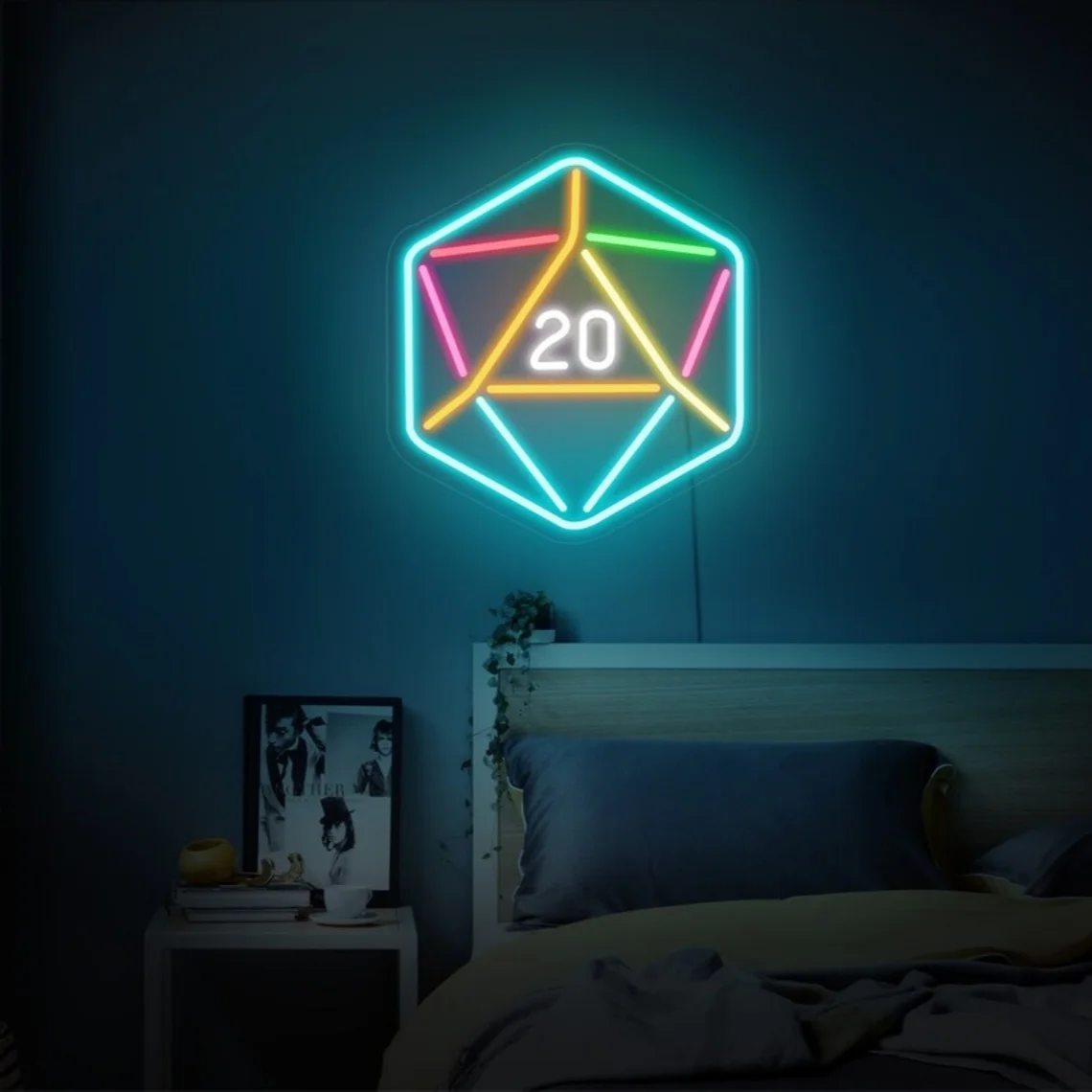 Geometric Polygon Number 20 Neon Sign Bedroom Game Wall Art Decor Neon Sign