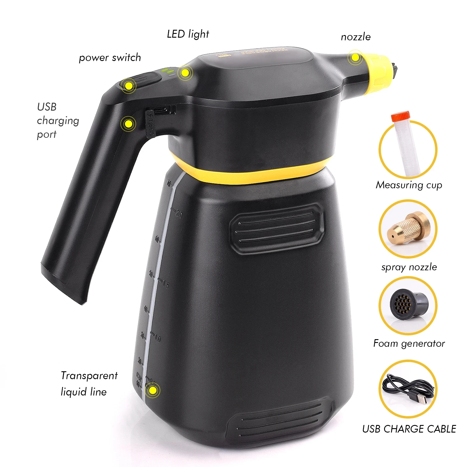 Electric Foam Sprayer Car Wash Home Garden Clean Detailing Snow Foam Cannon High Pressure Water