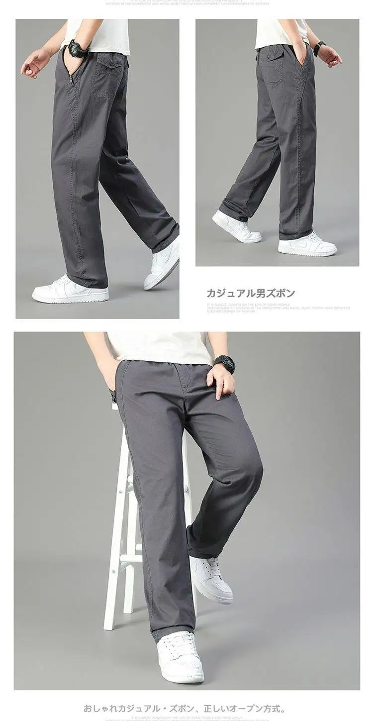Große Größe männer Cargo Hosen Beiläufige Lose Gerade Hosen Baumwolle Lange Hosen Zipper Taschen Herren Jogger Hosen 5XL 6XL – Detail 14