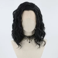 AIMEYA-pelucas cortas para mujer, peluca con malla frontal sintética, peluca de encaje Bob ondulada negra, línea de cabello prearrancada, pelucas de parte de Cosplay de uso diario