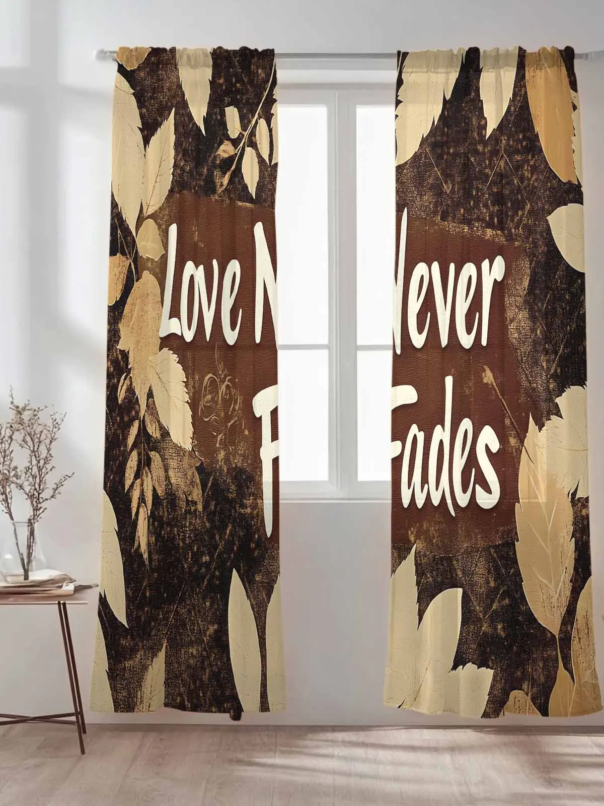 

Abstract Leaves Texture Window Curtains Bedroom Drape Sheer Tulle Valances Living Room Kitchen Voile Curtain