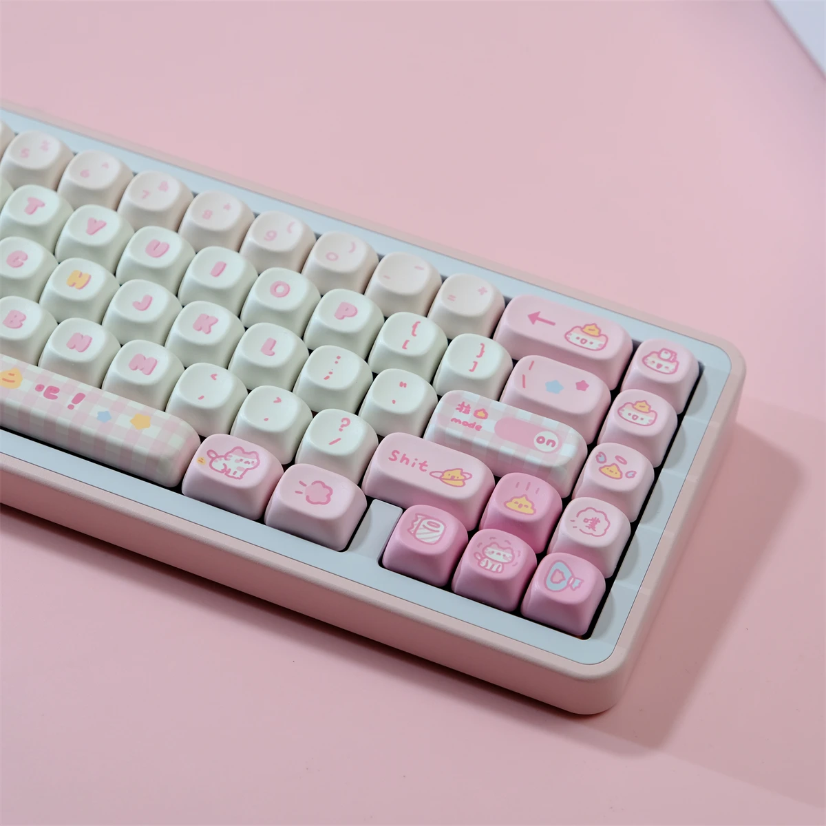 129 Key Pink Cat PBT Keycap MOA Profile Dye Sublimation Keycap For Gaming Mechanical Keyboard Keycap MX Switch Cute Pink Keycaps