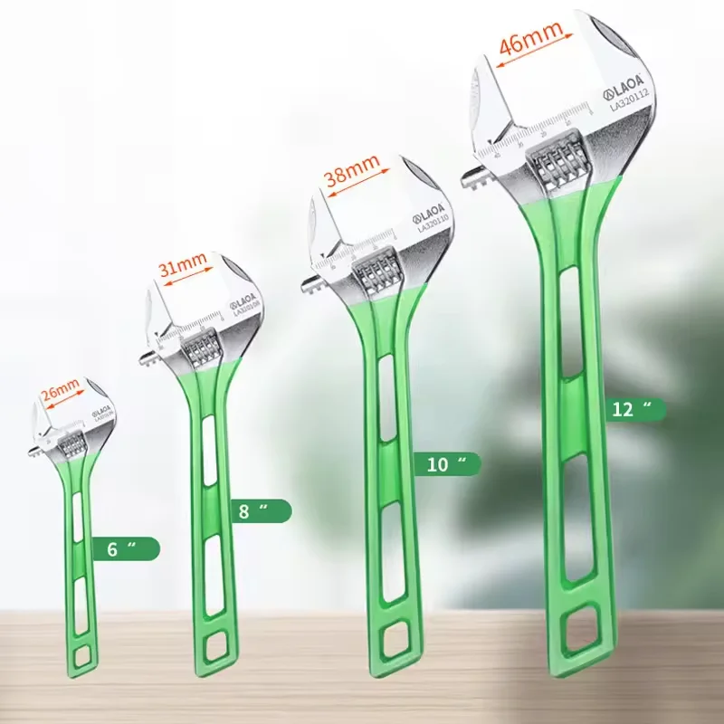 LAOA 6-12 inch Large Opening Adjustable Wrench Light Spanner Multifunctional Bathroom Pipe Wrench  Plumbing Repair Hand Tools