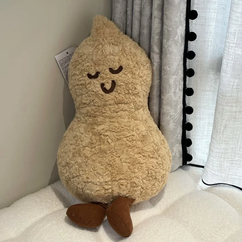 

60cm Large Peanut Plant Plush Toy Brown Cute and Soft Large Peanut Pillow Doll Perfect for Children's Festival and Birthday