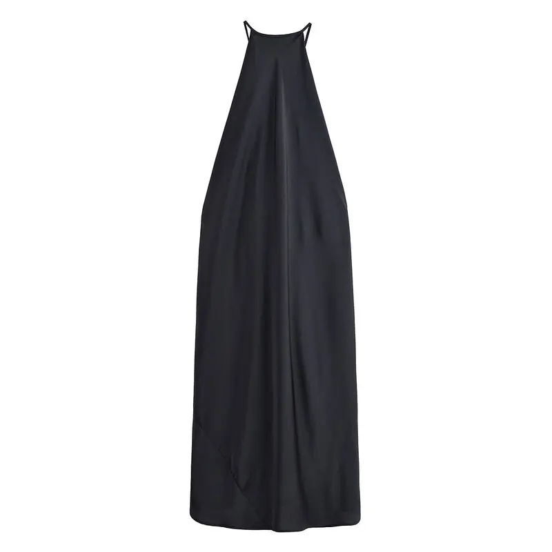 Summer New Arrival Women's Long Svel Silk Satin Feel Dr Versatile High Waist A-Line Gown Commute Sle  Color