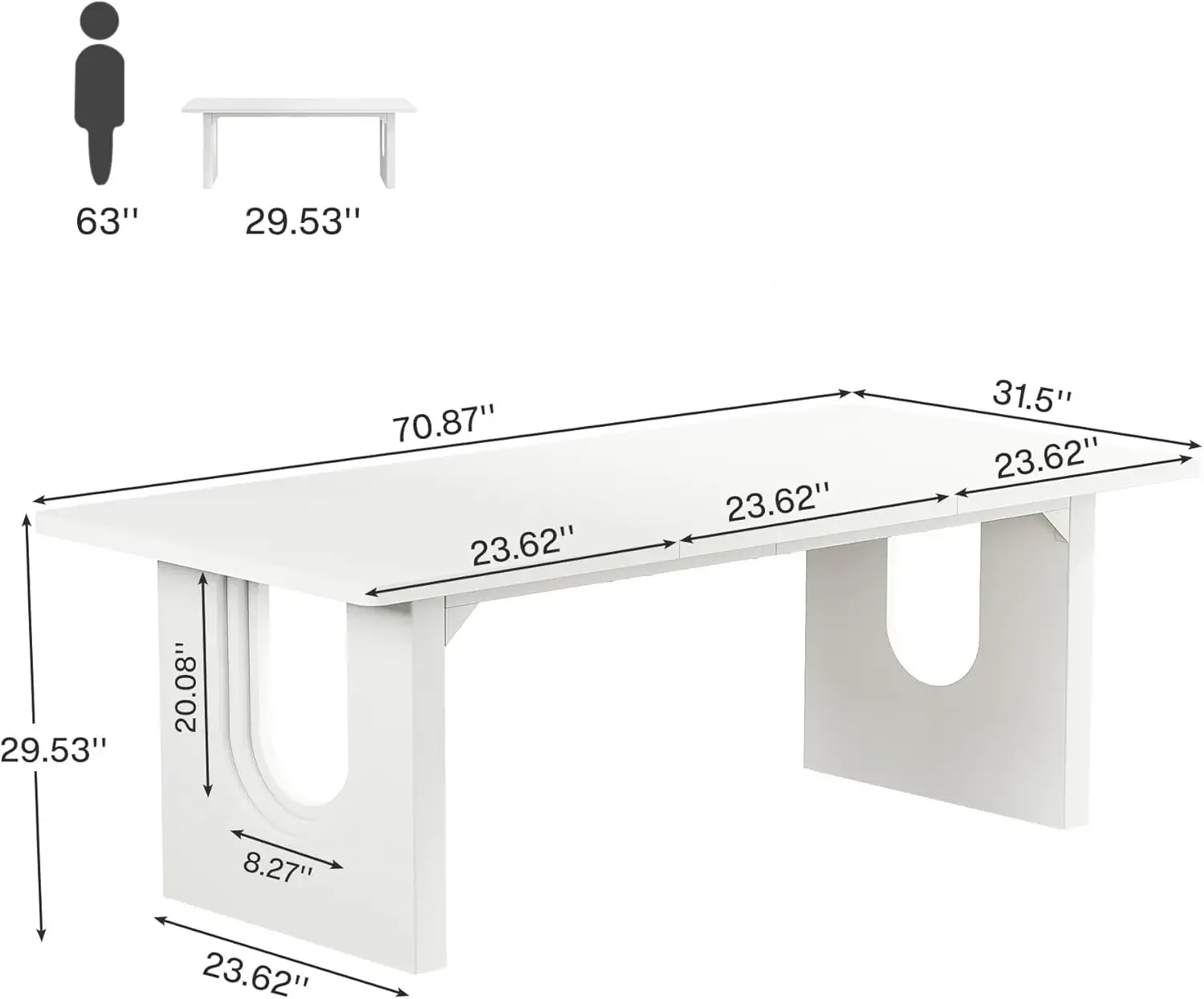 Modern Dining Table for 6 to 8 People, 71