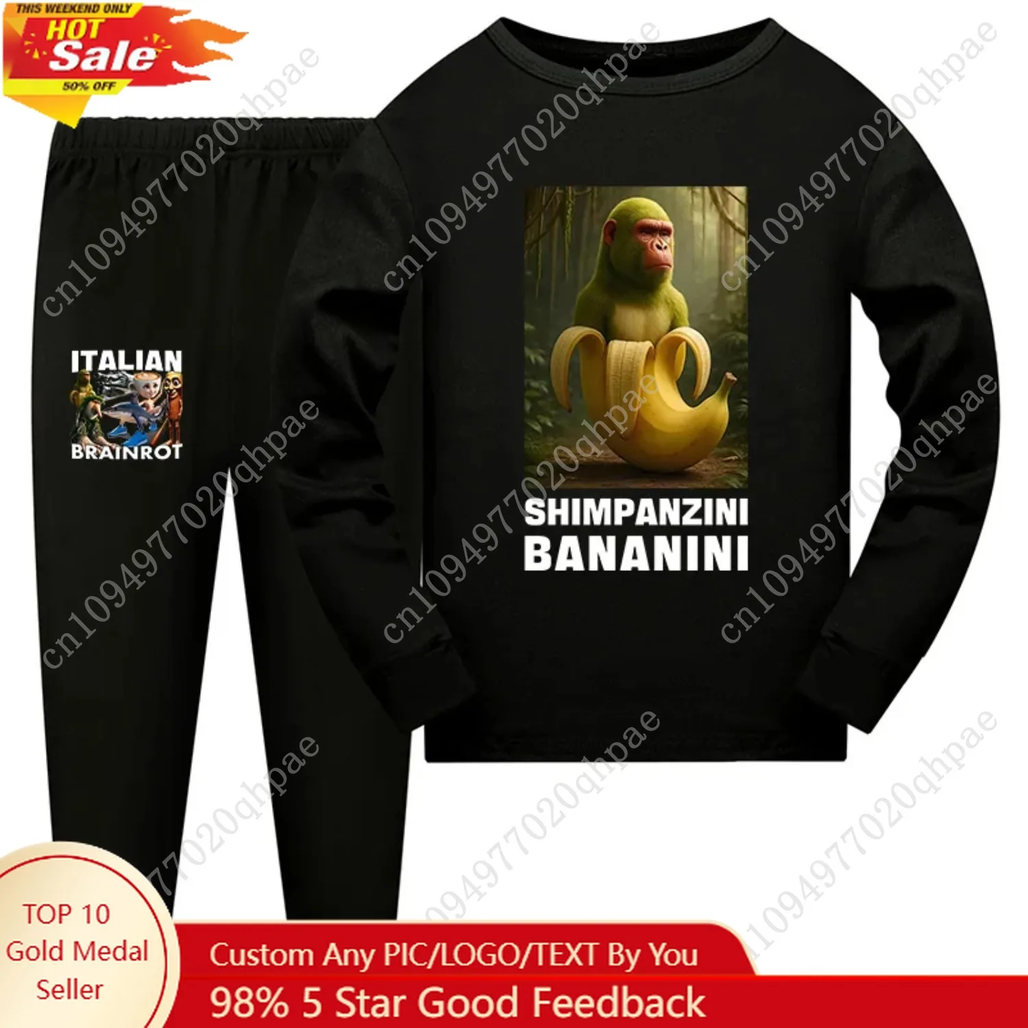 

Shimpanzini Bananini Funny Italian Brainrot Meme Kids Clothes Girls Pajama Set Boys Long Sleeve Pyjamas Sleepwear Suit