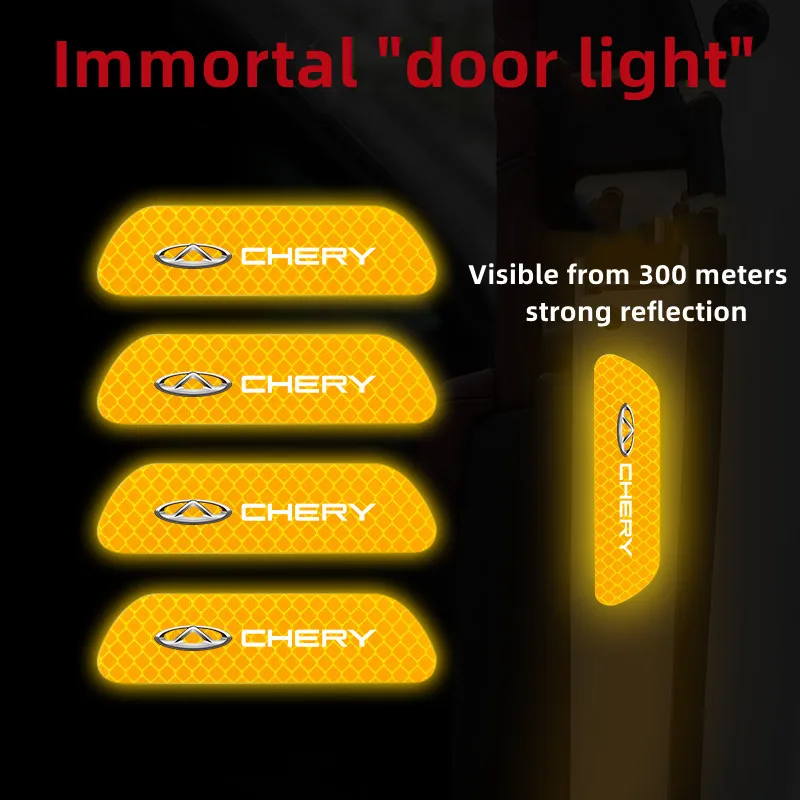 

4Pcs/Set Car Door DIY Sticker Universal Safety Warning Mark High Reflective Tape For Chery Auto Exterior Bodywork Bumper Sticker