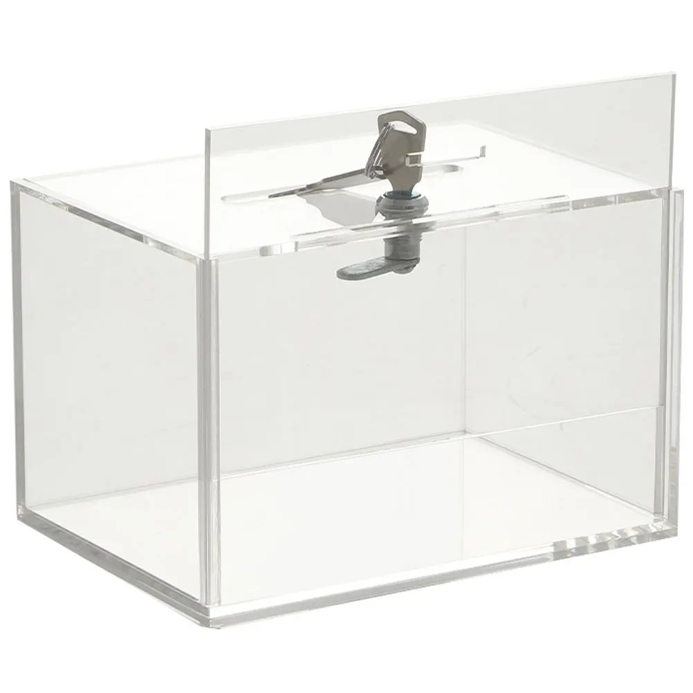 1pc Clear Donation Box Acrylic Card Display Fundraising Voting Suggestion Mailbox Storage Container Tabletop Organizer