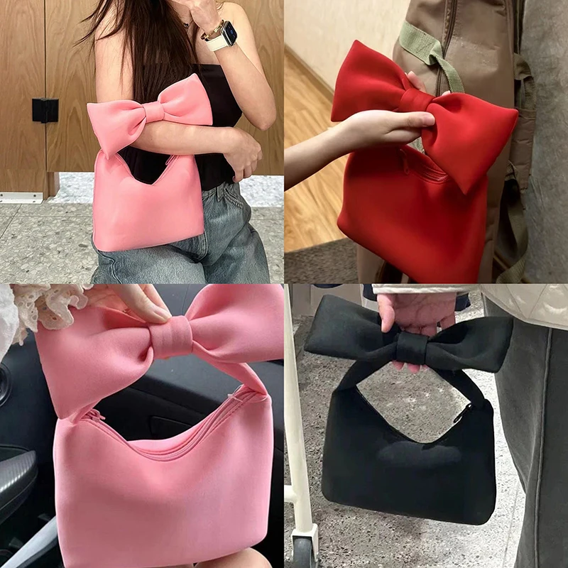 Sweet Bow Handbag Girly High-value Handbag Portable Versatile Cute Small Tote Bag Clutch Bag