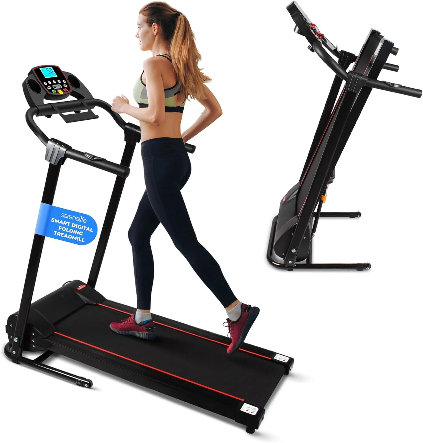 

Folding Treadmill - Foldable Home Fitness Equipment with LCD for Walking & Running - Cardio Exercise Machine