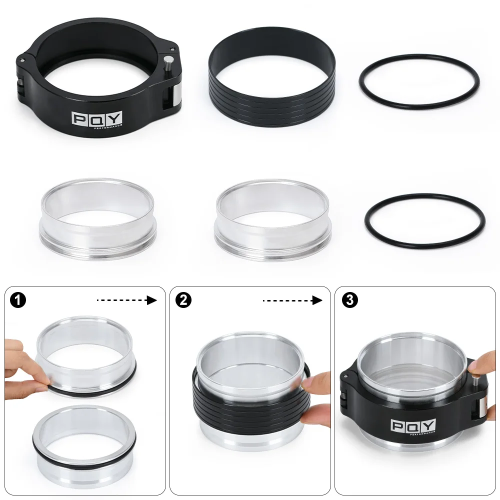 Klem V-band HD Aluminium + Rakitan Sistem Flange untuk Selang Radiator 3.0/2.5/3.5 Inci Pipa Pembuangan Turbo
