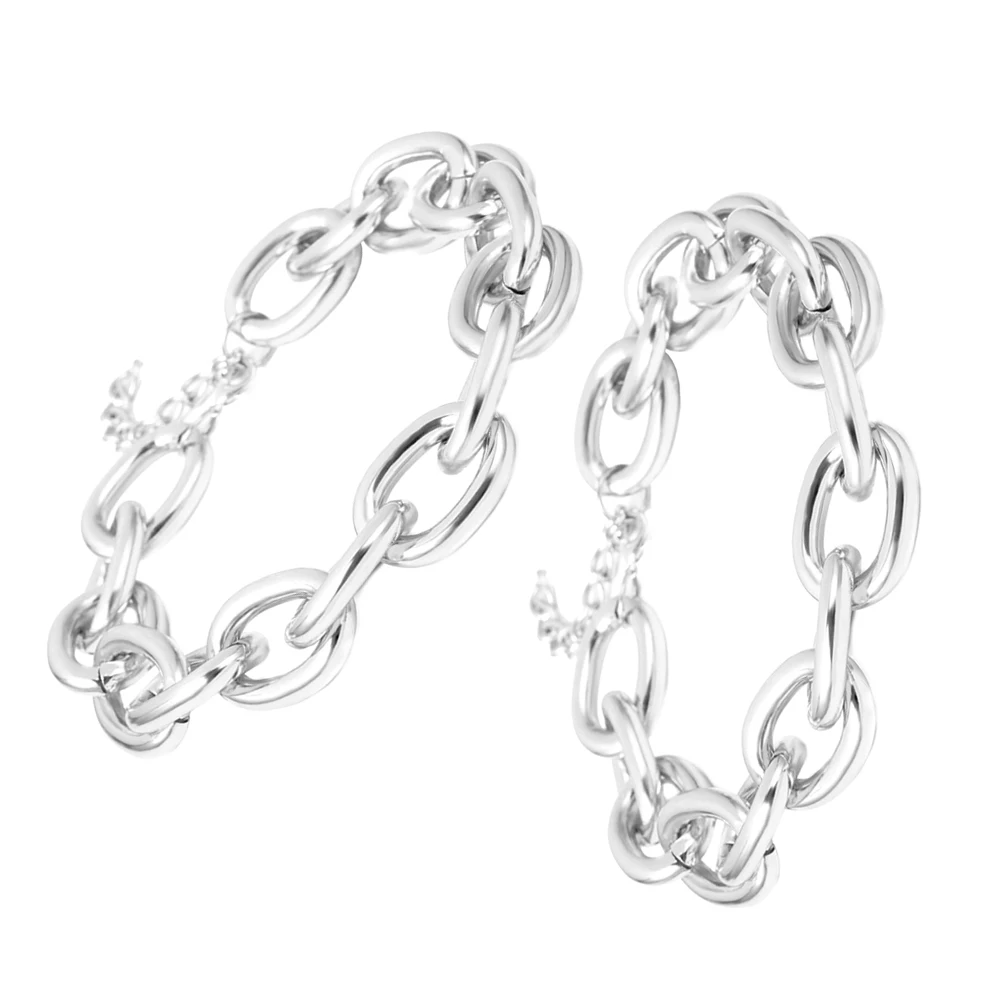 

2Pcs Retro Punk Chunky Chain Necklace Vintage Metal Link Curb Chain Statement Necklace Women Girls Birthday Christmas