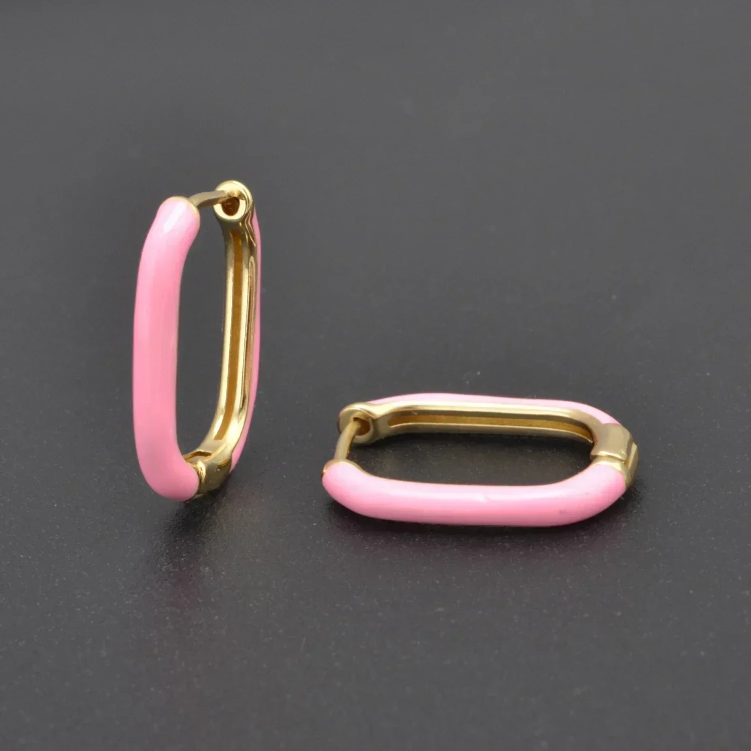Candy Color Enamel Hoop Earrings Brass Hoop Earrings Gold Ear Cuff Jewelry Supplies Women Fashion Fittings Wholesale 2Pairs